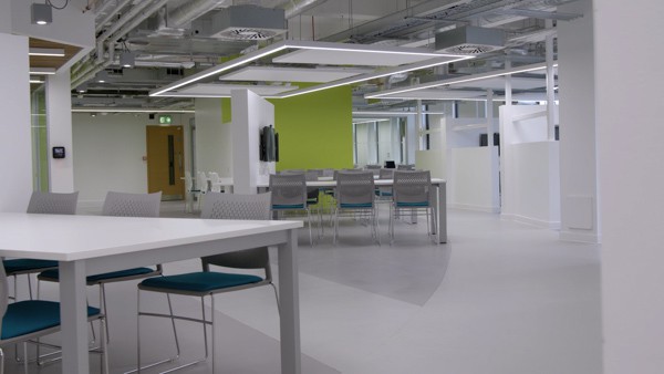 Showing one of the modern study spaces at the Andersonian Library.