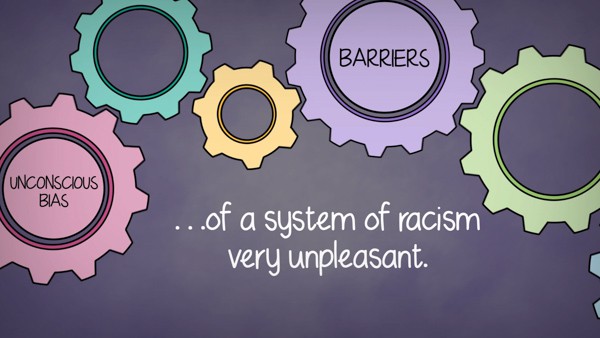 Screenshot from the animation showing various cogs and some text.