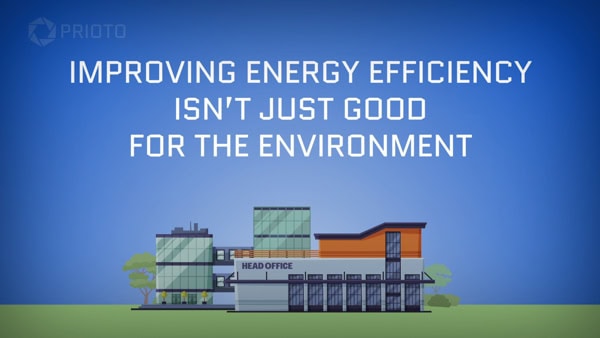 Screenshot showing a building and a message about the environment.