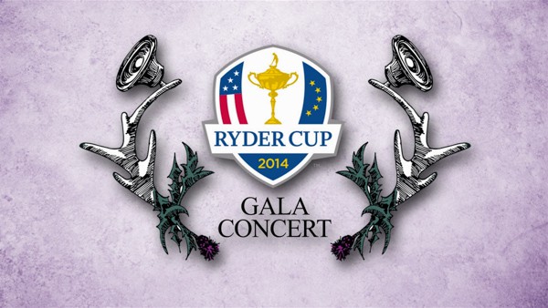 Still frame from animated Ryder Cup logo and Gala Concert text.