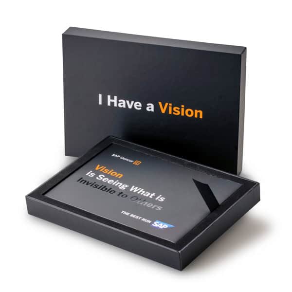 Video brochure in a presentation box.